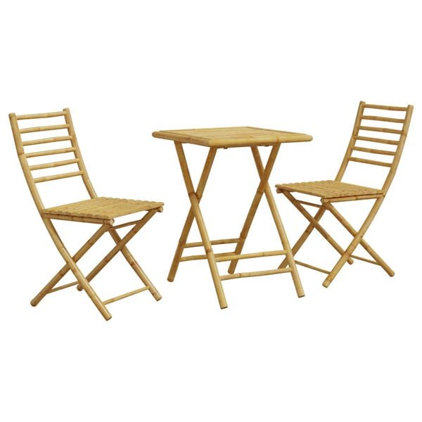 vidaXL Bistro Set Natural Bamboo Bamboo Medium Foldable Bistro Set