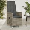 vidaXL Reclining Garden Chair Grey PE rattan One size Removable Covers