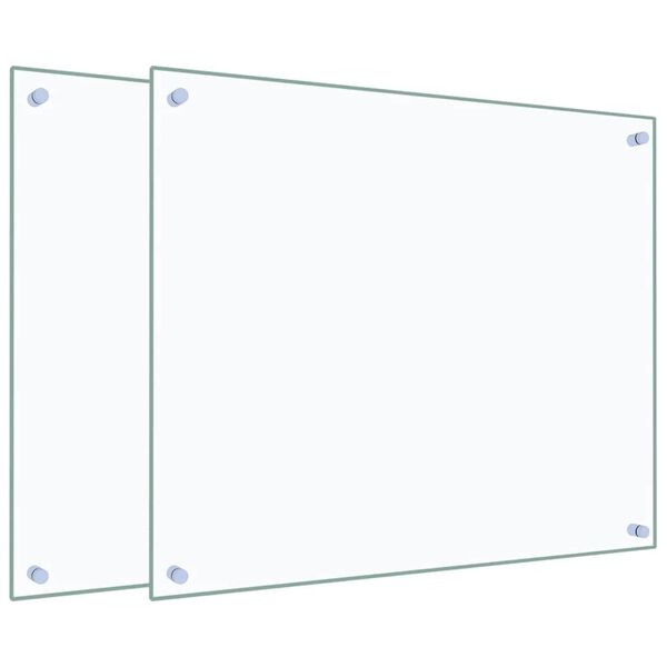 vidaXL Kitchen Backsplashes 2 pcs Transparent 27.6"x23.6" Tempered Glass