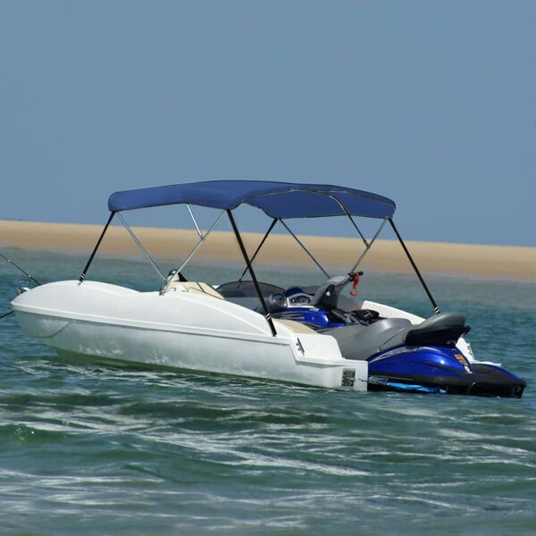 vidaXL 3 Bow Bimini Top Blue 72"x77.2"x53.9"
