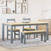 vidaXL Dining Set Panama Grey Solid Pinewood with Honey Wax Finish