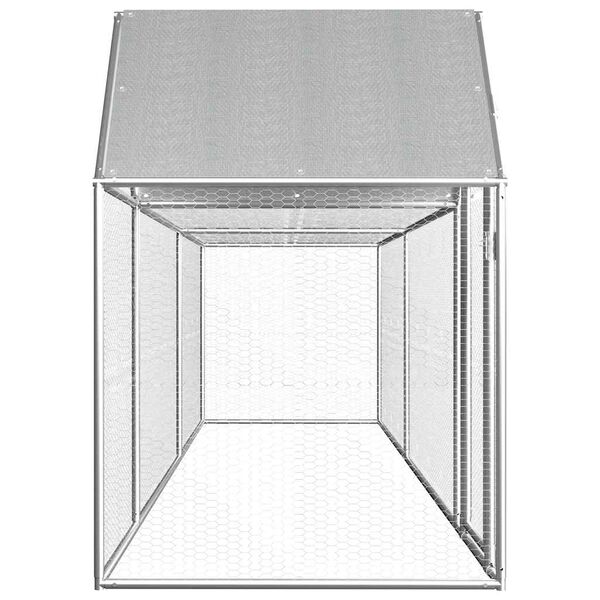 vidaXL Chicken Coop Silver Galvanized steel 16.4 x 3.3 x 4.9 ft Durable