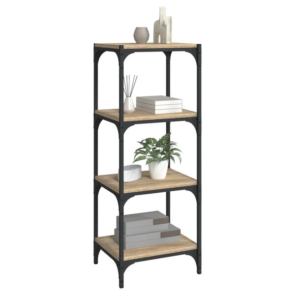 vidaXL Book Cabinet Sonoma oak Engineered wood and steel Medium Shelving