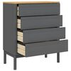 vidaXL Drawer Cabinet Grey Solid Pine Wood Medium Chest of Drawers