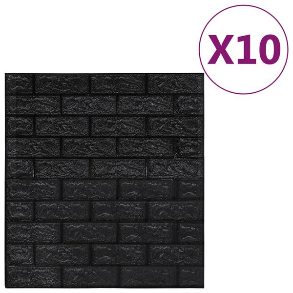 vidaXL Wallpaper Set of 10 Black PE Foam Medium Pattern Wallpaper