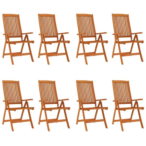 vidaXL Garden Chair Set of 8 Natural wood Solid eucalyptus wood Standard
