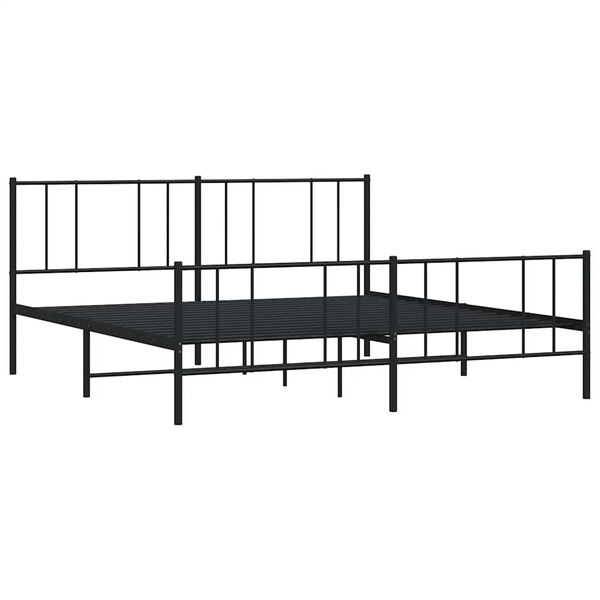 vidaXL Bed Frame Black Powder-coated steel King Bed Frame Rectangular