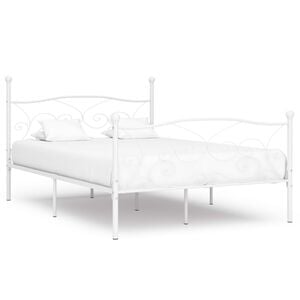 vidaXL Bed Frame White Metal, plywood Full Tough Bed Frame