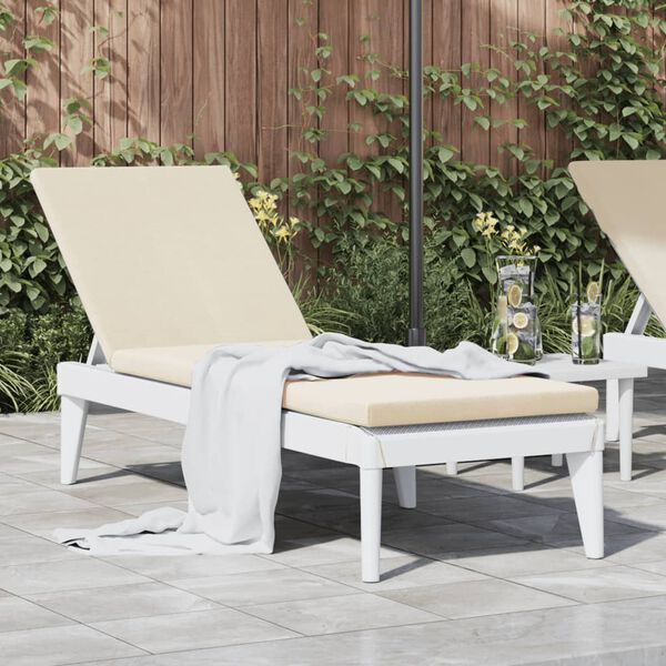 vidaXL Sun Lounger White Polypropylene Standard Adjustable Armrests
