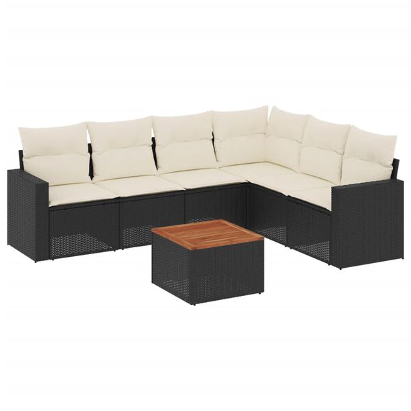 vidaXL Garden Sofa Set Black and cream