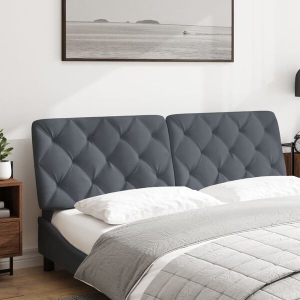 vidaXL Headboard Cushion Dark Grey Velvet (100% polyester) Queen Size