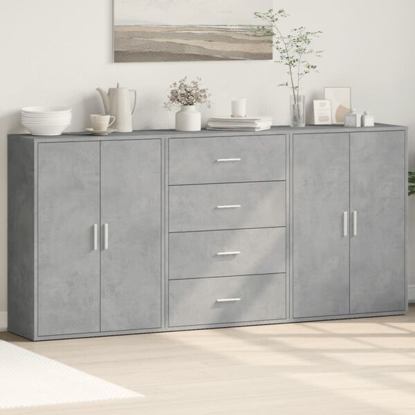 vidaXL Sideboard Concrete gray Engineered wood Medium Sideboard