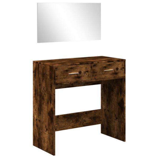 vidaXL Dressing Table Smoked Oak Engineered wood, glass 31.5 in wide