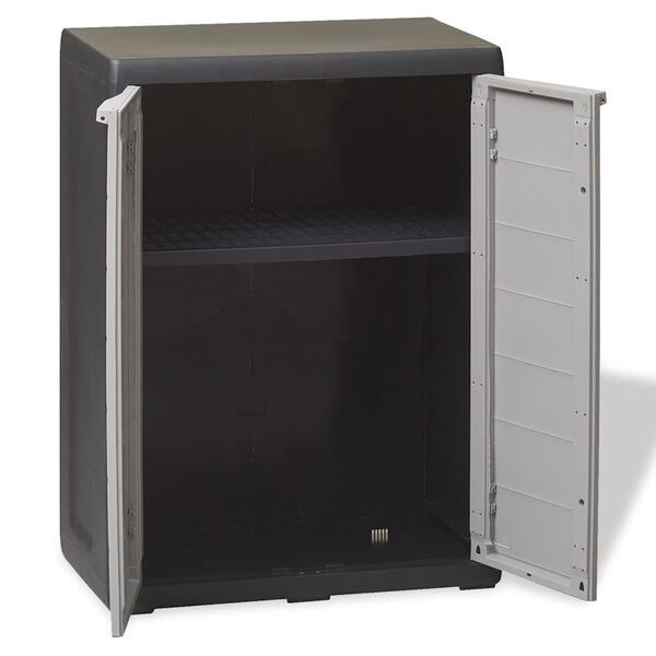 vidaXL Garden Cabinet Black and Grey Polypropylene (PP) Compact