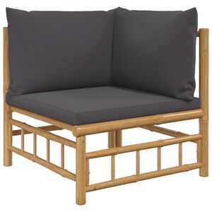 vidaXL Garden Corner Sofa Dark Grey Bamboo Medium Modular