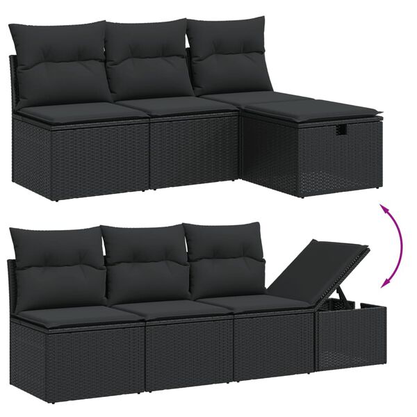 vidaXL Garden Sofa Set Black