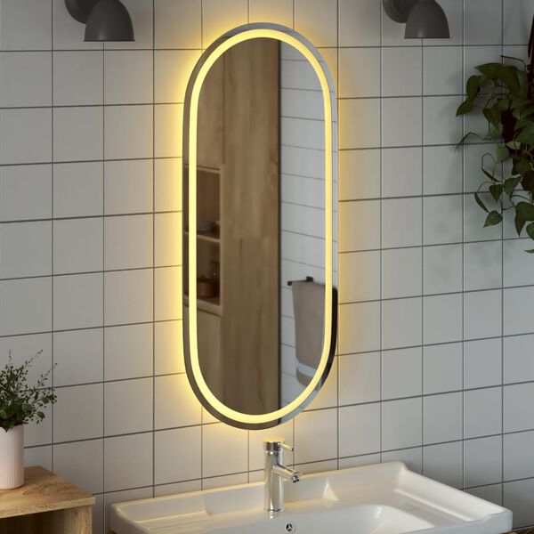 vidaXL LED Bathroom Mirror Transparent Glass 39.4 x 17.7 in