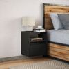 vidaXL Wall-mounted Bedside Cabinet Black Engineered Wood Standard