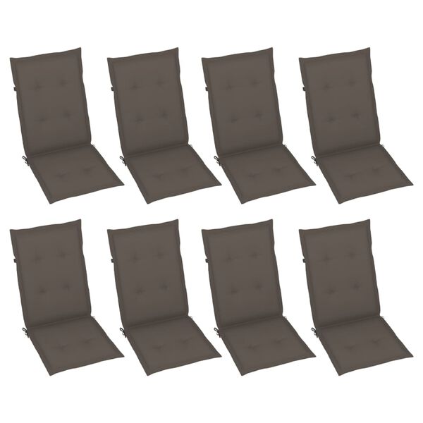 vidaXL Garden Chair Set of 8 Grey Solid Acacia wood Standard Foldable