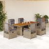 vidaXL 7 Piece Patio Dining Set with Cushions Beige Poly Rattan