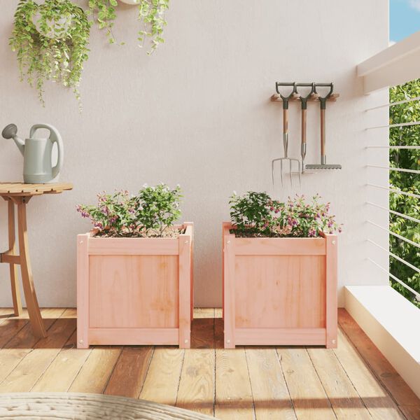 vidaXL Garden Planter Set of 2 Natural wood Solid Douglas wood Large