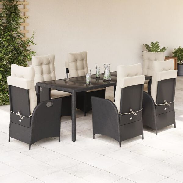 vidaXL Garden Dining Set Black and Cream White