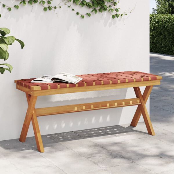 vidaXL Garden Bench Red and brown Solid acacia wood and olefin fiber
