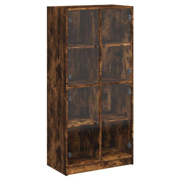 vidaXL Highboard Smoked Oak Engineered Wood, Glass Standard Highboard