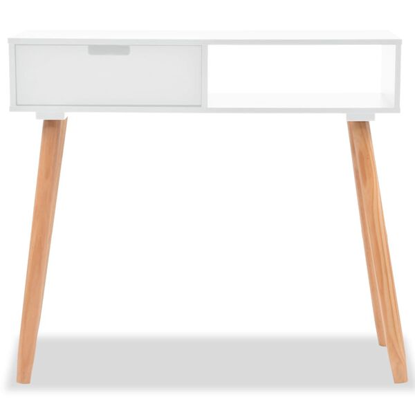 vidaXL Console Table White and Brown Solid pinewood and MDF Compact