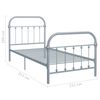 vidaXL Bed Frame Gray Metal 39 x 79 in Durable Bed Frame Rectangular