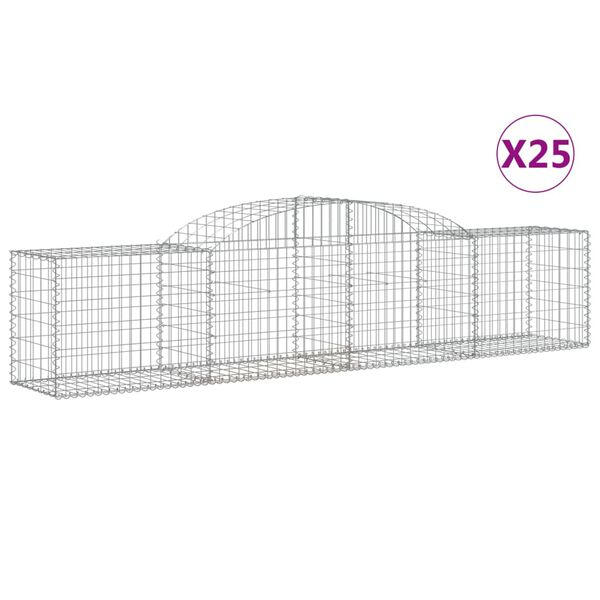 vidaXL Gabion Basket Set of 25 Silver Galvanized iron Large Durable