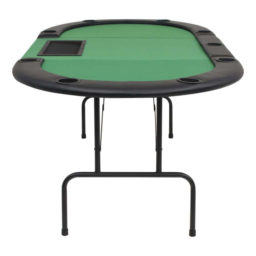 vidaXL 9-Player Folding Poker Table 3 Fold Oval Green Playing Card Game Desk 