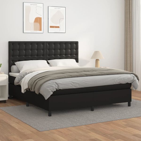 vidaXL Box Spring Bed Black, White