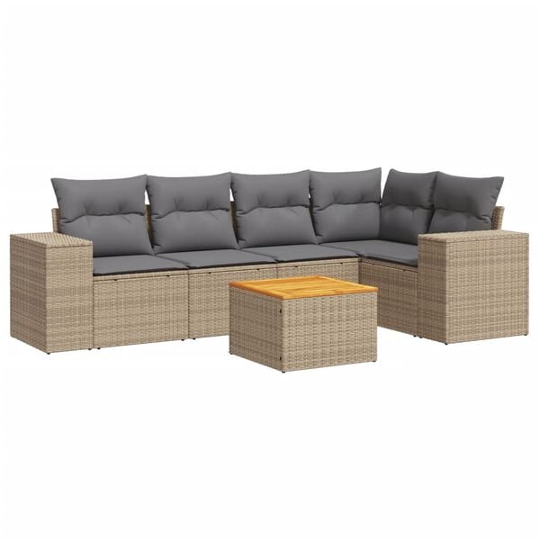 vidaXL Garden Sofa Set Beige PE rattan Large Modular Garden Sofa Set
