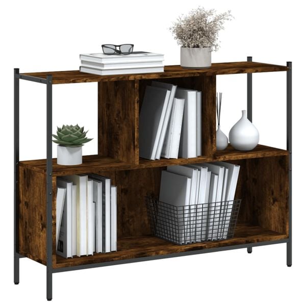 vidaXL Bookcase Smoked oak Engineered wood, powder-coated steel