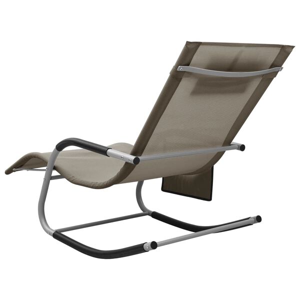 vidaXL Sun Lounger Taupe Textilene Medium Foldable Folding Sun Lounger