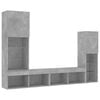 vidaXL TV Wall Unit Concrete Grey Engineered Wood, Glass Large