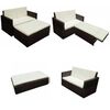 vidaXL Garden Sofa Set Brown Poly Rattan, Powder-Coated Steel Medium