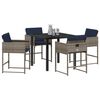 vidaXL Garden Dining Set with Cushion 5 pcs Grey Poly Rattan