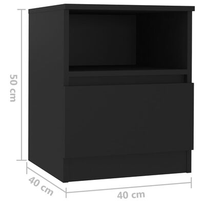 vidaXL Bed Cabinets 2 pcs Black 15.7"x15.7"x19.7" Engineered Wood