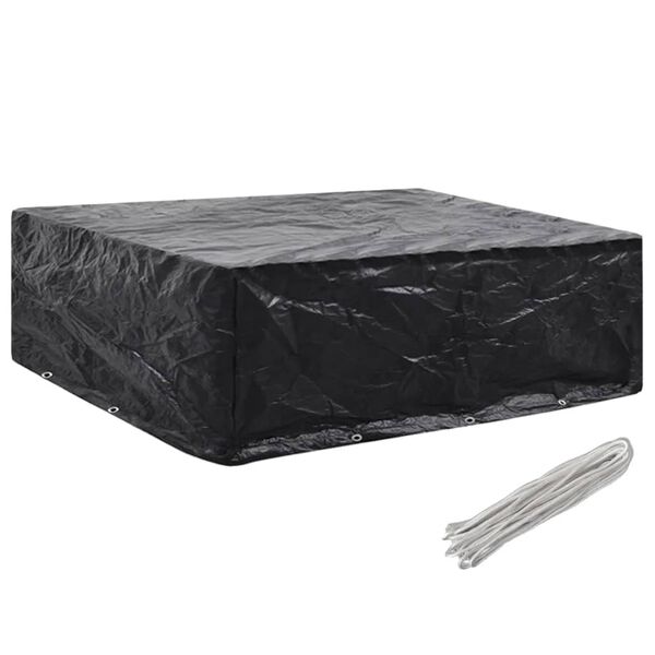 vidaXL Garden Furniture Cover Black Polyethylene, Aluminum Large