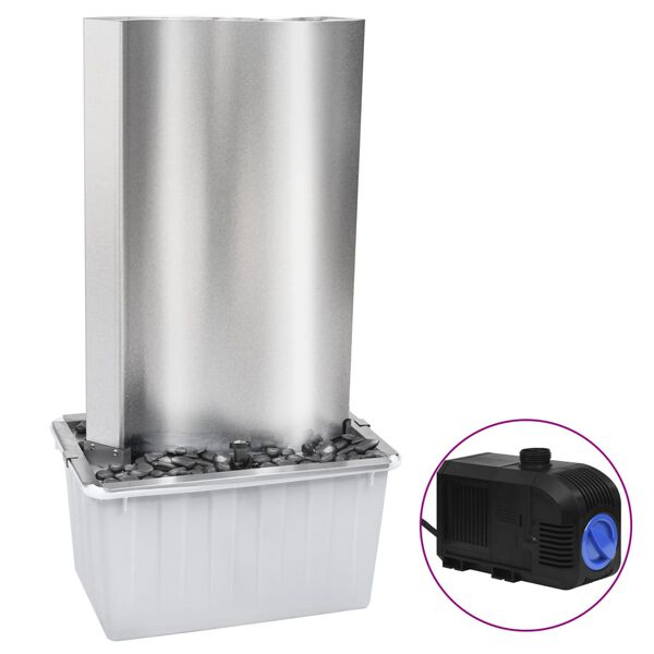 vidaXL Garden Fountain Silver Stainless steel Medium Sturdy
