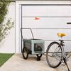 vidaXL Pet Bike Trailer Grey and Black Oxford Fabric, Iron, PVC Medium