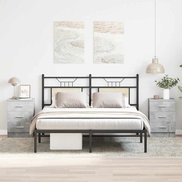 vidaXL Bedside Cabinet Set of 2 Concrete grey Engineered wood Medium