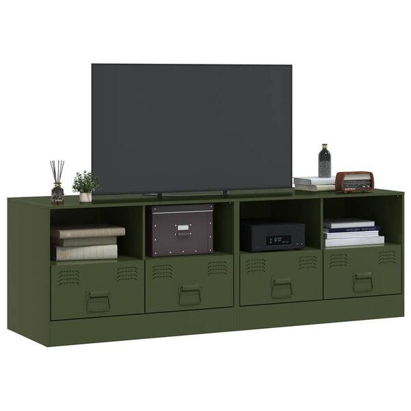vidaXL TV Cabinet Set of 2 Olive Green Cold-rolled Steel Medium