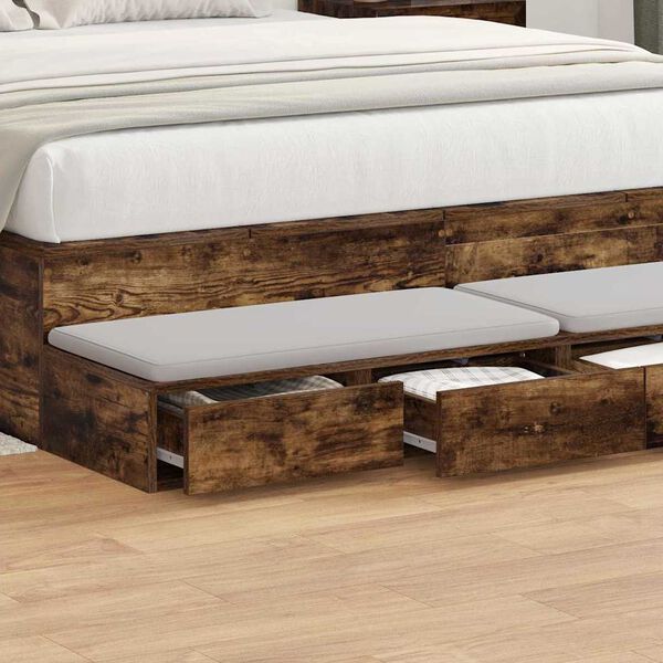 vidaXL Bed Drawers Smoked Oak 53.15 x 14.37 x 6.50 in Engineered Wood