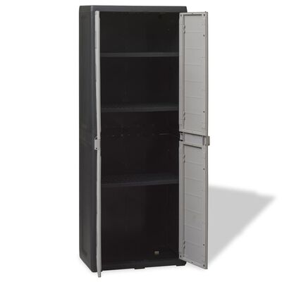 vidaXL Garden Storage Cabinet with 3 Shelves Black and Gray