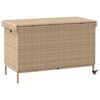 vidaXL Patio Storage Box with Wheels Mixed Beige 43.3x21.7x28.7" Poly Rattan