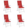 vidaXL Highback Chair Cushion Set of 4 Red 100% Polyester
