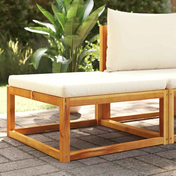 vidaXL Garden Footstool Cream White Solid Acacia Wood with an Oil Finish